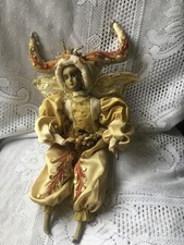 Fairy doll, winged, painted face, jewelled, elaborate headwear, 40 cm approx