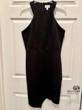 Sexy Curvy Black Asymmetrical Dress Size 12 Stretchy Zip Racerback Bisou Bisou