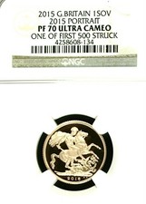 2015 ELIZABETH II GOLD PROOF SOVEREIGN RARE FDC