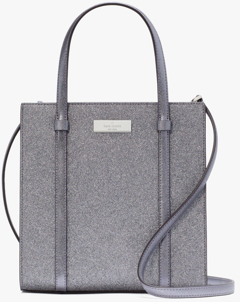 Kate Spade Kenzie Glitter Small Tote Bag KI959 Blueish Silver