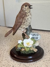 Country Artists Song Thrush With Apple Blossom Hand Painted 01209 M. Abberley