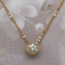 14K Yellow Gold Plated 1.00 Ct Lab Created Diamond Round Cut Solitaire Pendant
