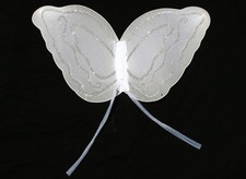 Butterfly Wings White and Silver Child 16 1/2 x 9"