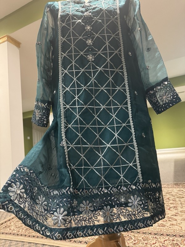 Clearance* Sale* Pakistani Indian Designer Agha Noor Shalwar Kameez Eid Party~L