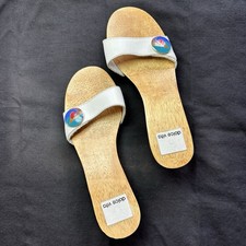 VTG Y2K Dolce Vita White Leather Clog Slide Sandals W/Kitten Demi Heel. Size 7.