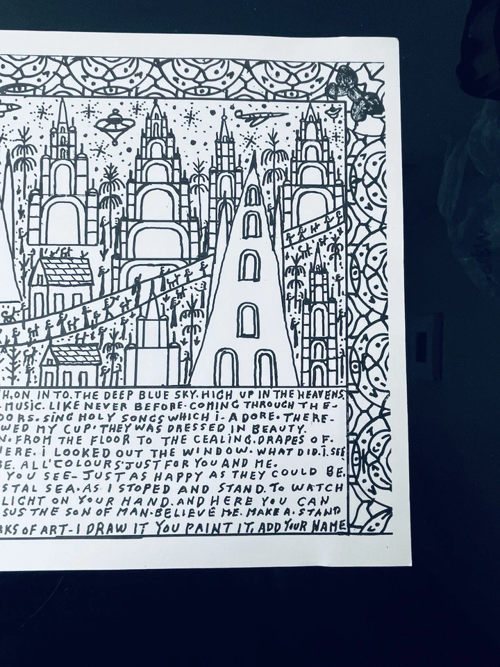 1993 Howard Finster, "The Heavens" Message Litho 11 "x 17" Outsider Art - Bild 4 von 4