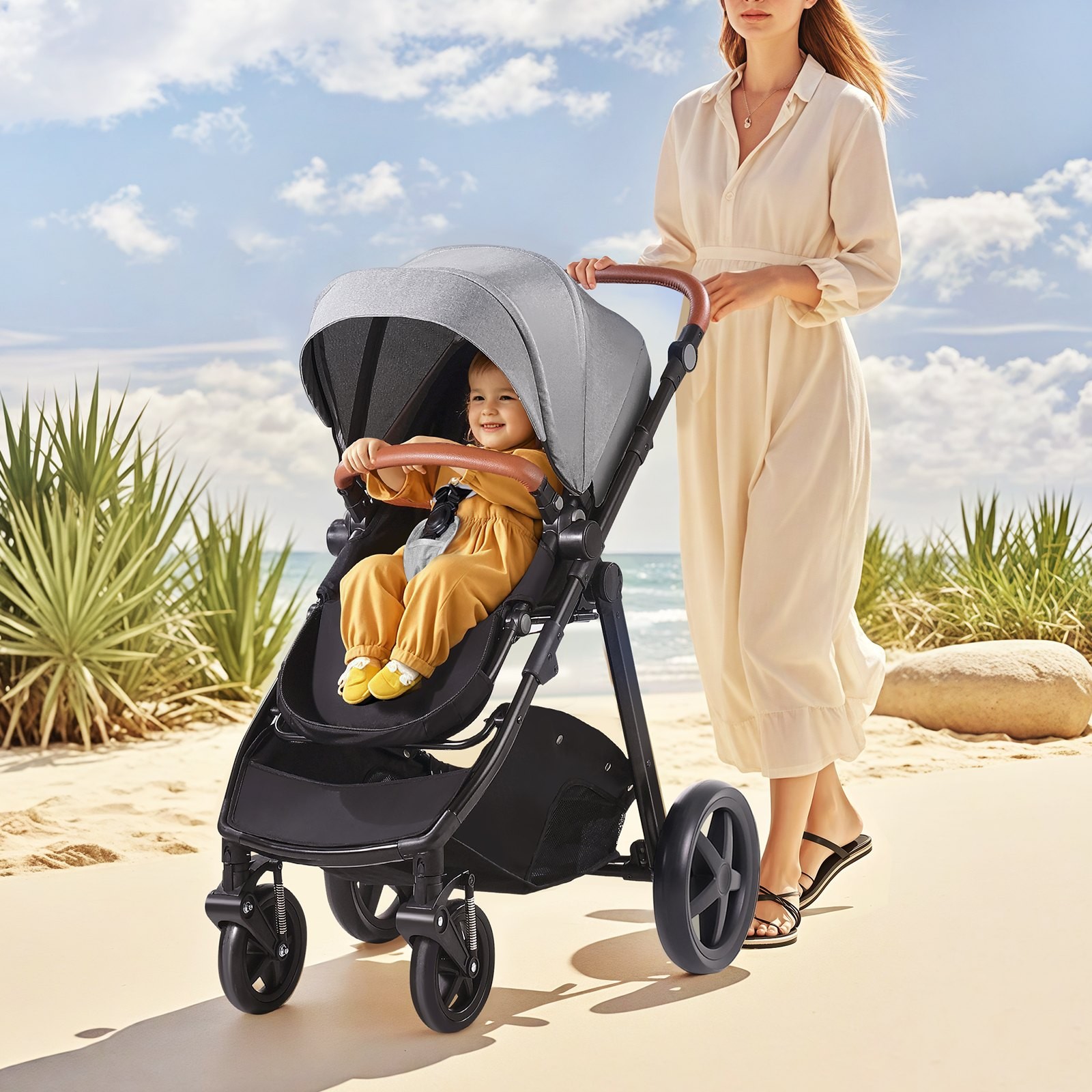 NEW Travel System Stroller with Infant Bassinet,2-in-1 Baby Cradle Stroller Comb