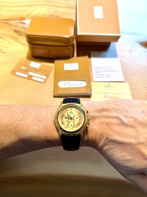 Ebel Le Modulor 1911  Chrono Wunderschön,mass 750er Gelbgold, Rosé Blatt, wieNEU