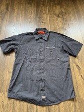 Dickies Men s L Gray Short Sleeve Button Front Work Shirt Twill Poly/Cotton
