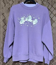 Vintage Morning Sun Sweatshirt Women's Purple Cats Graphic Grandma Winter Size L