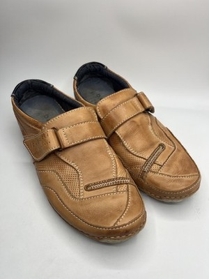 Bugatti Shoes Mens Size 10 Brown Leather Hook & Loop Casual Comfort Sneakers