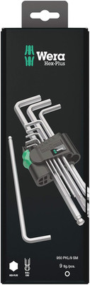 05073391001 950/9 Hex-Plus 1 SB L-Key Set, Metric, Chrome-Plated, 9 Pieces