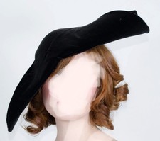 Vintage 1940s or 1950s Black Velvet Tilt Hat New Look Halle Brothers Fascinator