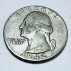 1942 Washington Quarter, 90% Silver Circulated Coin #5641