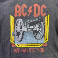 AC/DC Unisex Graphic Sweatshirt "We Salute You" Retro Charcoal Gray  Black XL