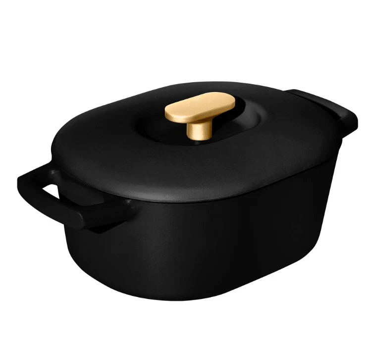 6 Qt Enameled Cast Iron Dutch Oven Pot with Lid Black Sesame Cookware