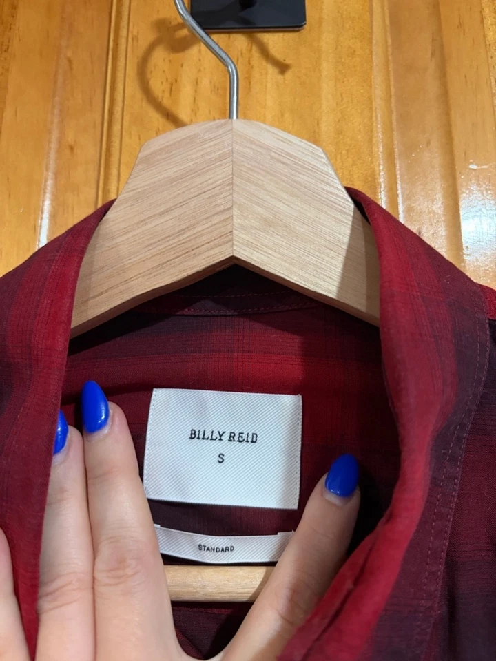 Camisa Billy Reid Rojo Búfalo A Cuadros Abotonada Para Hombre Pequeña Manga Larga Informal Foto 2 de 4