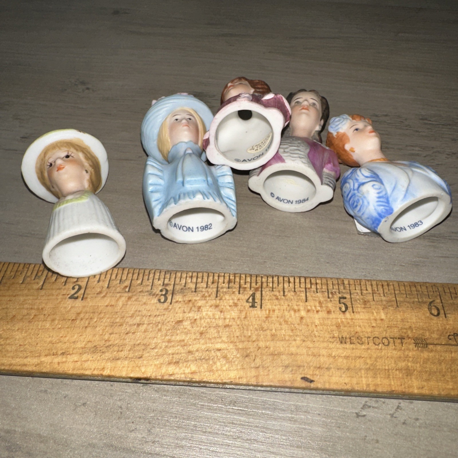 1980s Avon Ladies of America Thimbles Set of 5!