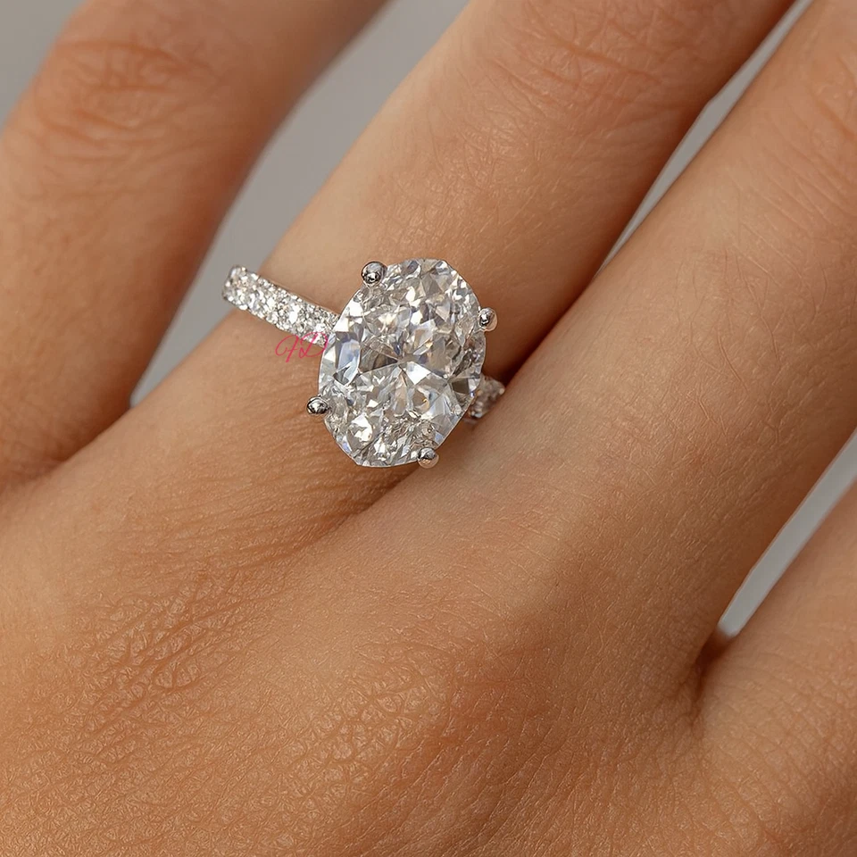 Platinum Diamond Ring For Women Lab Grown Oval Cut 1.8 Carat IGI Certified PT950 - Image 2 of 4