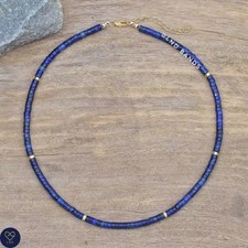 Lapis Lazuli Handmade Necklace, Adjustable Minimalist Gemstone Healing Necklace