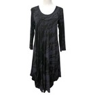 HEYNE BOGUT Dress Tie Dye Black Bubble Hem Stretch Knit Lagenlook Sz XL/ 4