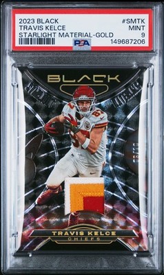 2023 PANINI BLACK STARLIGHT MATERIALS GOLD #SMTK TRAVIS KELCE 6/10 PSA 9