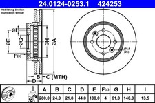 2x ATE Bremsscheibe 24.0124-0253.1 für RENAULT DACIA CAPTUR LODGY DOKKER CLIO 5