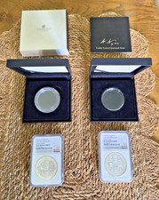 Two 2021 Gothic Crown "Quartered Arms" 2oz Silver Proof £5 NGC Graded: PF70 / 67