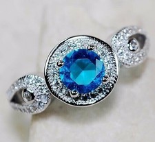 1CT Aquamarine  Topaz 925 Solid Sterling Silver Ring Jewelry Sz 7 NB1-3