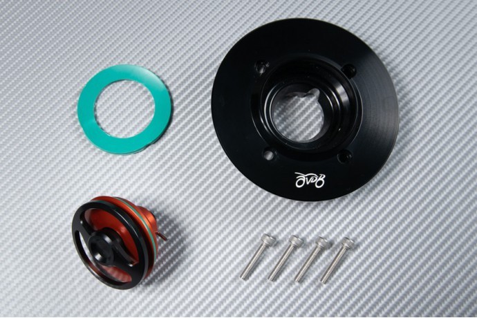 Trappe essence rapide orange Kawasaki Z650 pour supprimer l'ouverture par clé