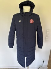 Macron Aalborg BK AaB Long Winter Bench Jacket Coat Navy Blue Football Soccer M