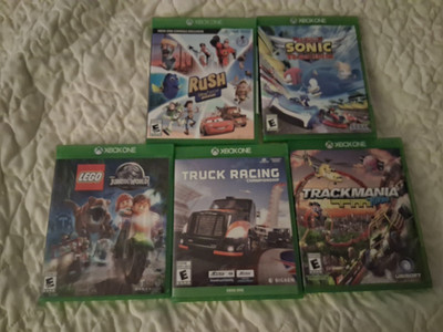 LOT OF 5 XBOX ONE GAMES DISNEY, LEGO, SONIC, TRUCK RACING, TRACKMANIA TURBO