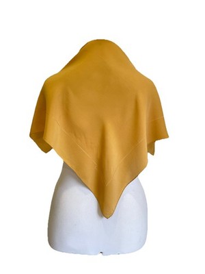 AS9# Giorgio Armani Silk Scarf Shawl Mustard Gold Logo Tone-on-Tone Elegant