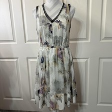 Simply Vera Vera Wang Dress Womens Medium Multicolor Floral Chiffon Fit & Flare