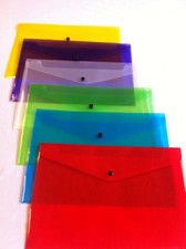 PLASTIC DOCUMENT FOLDERS  WALLETS VARIOUS SIZES A5 A4 A3 AND COLOUR STUD CLOSING