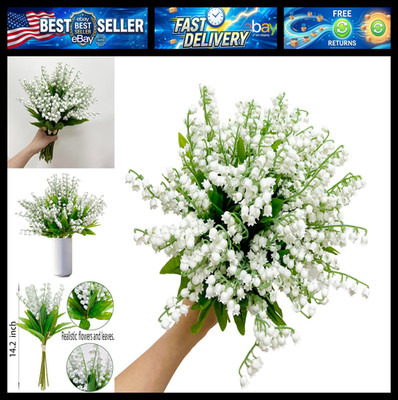 80 Branch Artificial Lily of the Valley Flowers - Faux Silk Bouquet for Wedding,