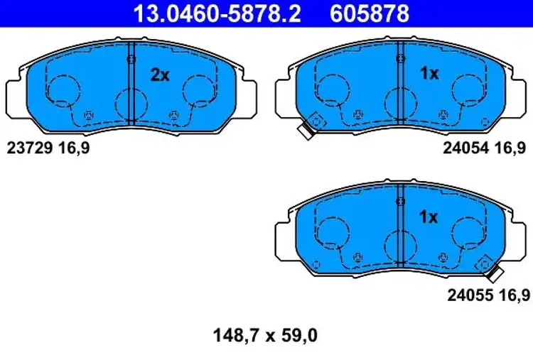 Brake pads 13.0460-5878.2 ATE for HONDA STREAM CIVIC VII Saloon FR-V