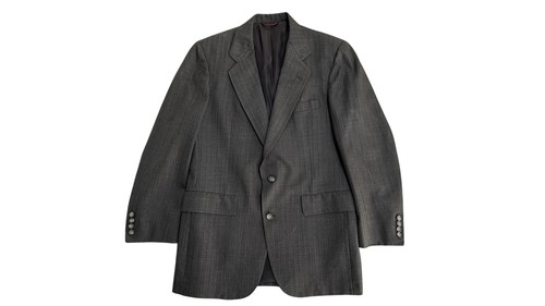 Hart Schaffner Marx, Vintage Hart Schaffner Marx Blazer Mens 48 Gray Wool Herringbone Suit Jacket 80s