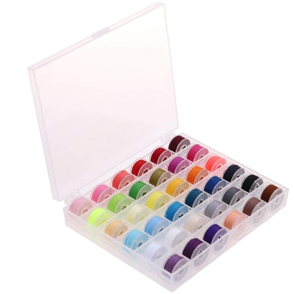 36Pcs Sewing Machine Bobbin Threads with Storage Case Box, Multiple Colors