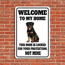 Rottweiler Themed Wall Sculpture Tin Metal Signs Home D cor 8x12" Welcome Messag