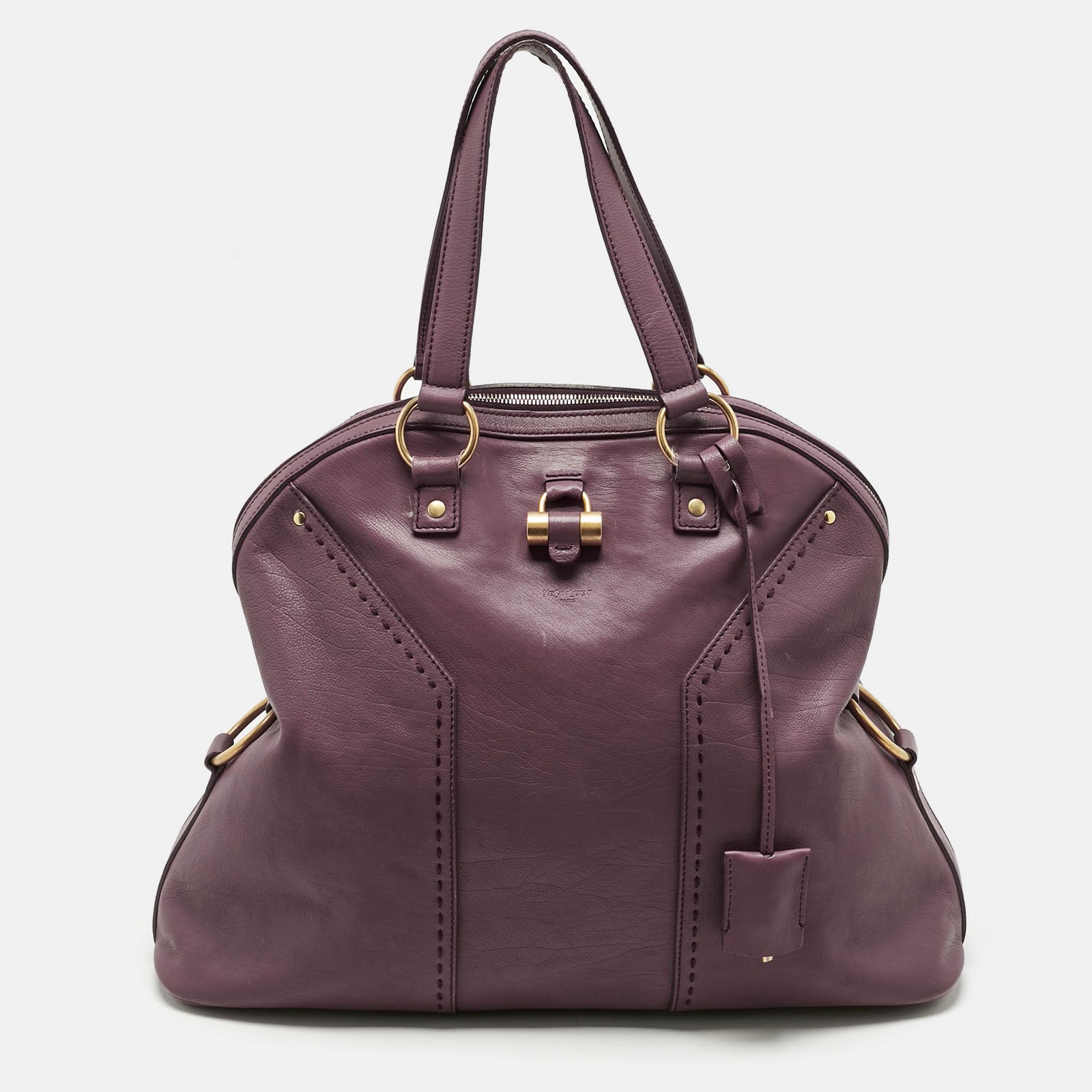 Yves Saint Laurent Oversized Muse Bag in Mauve Leather