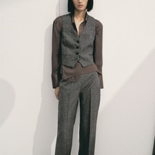 Mango Speckled Wool Waistcoat Vest Grey - Size XXS - BNWT