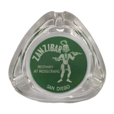 Vintage Clear Glass Marketing Ashtray Zanzibar San Diego California CA