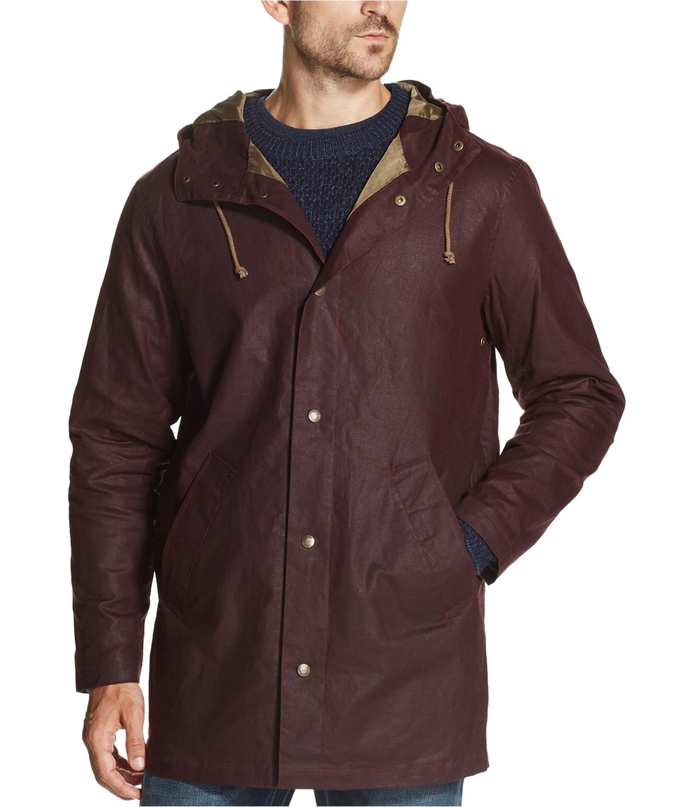 Weatherproof Mens Wax Raincoat, burgundy, M