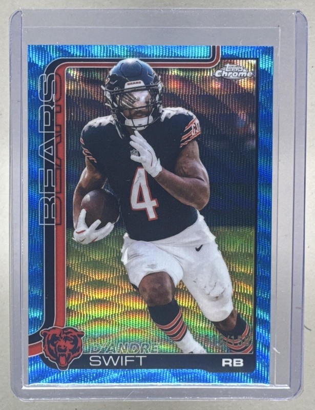 D'Andre Swift 2025 Topps Chrome #53 Blue Wave Refractor /150