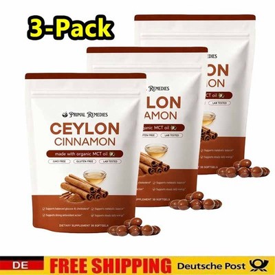 3-PACK | Ceylon-Zimt-Softgels, Ceylon-Zimt-Softgels 7200 mg Äquivalent Neu