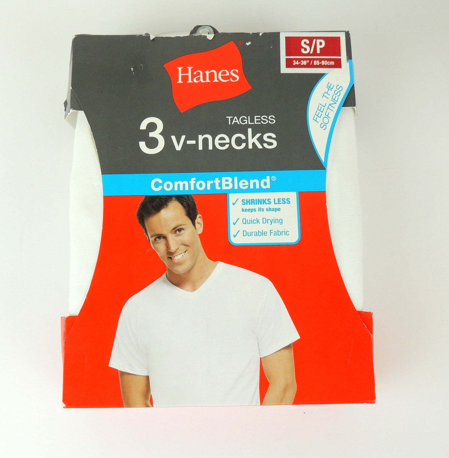 Hanes ComfortBlend 7577P3 TAGLESS WHITE VNECK TShirt 3Pack Small 34