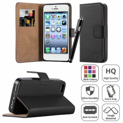 For iPhone 5S Phone Case Leather Wallet Flip Book Phone Card