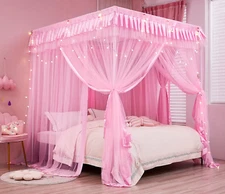 Canopy Bed Curtains Queen Size,Bed Canopy for Girls Princess Bed Canopies Drapes