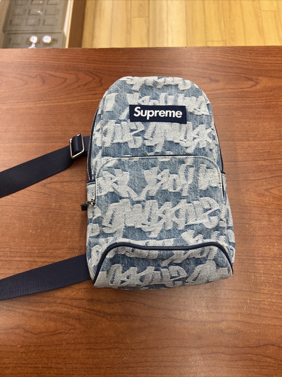 人気Blue】Fat Tip 合わそ Jacquard Denim Sling Bag 